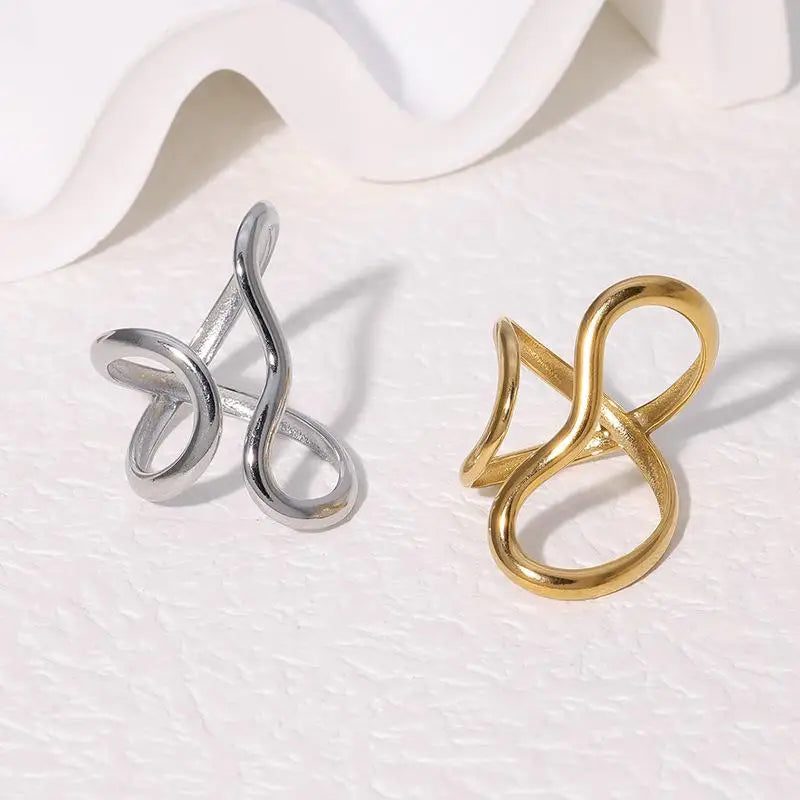 Trendy Waterproof Open Ring 18K Gold Jewelry