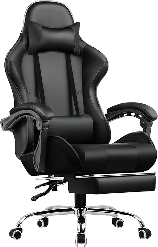 Adjustable Gaming Chair with Footrest and Support