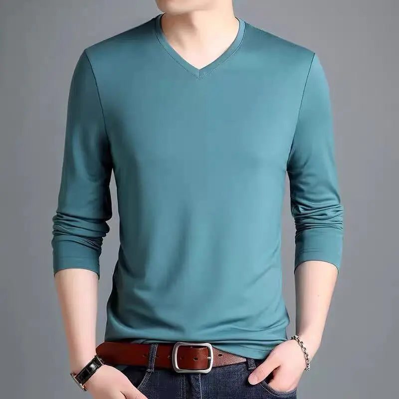 Men's Oversize V-Neck Silk T-Shirts 2023