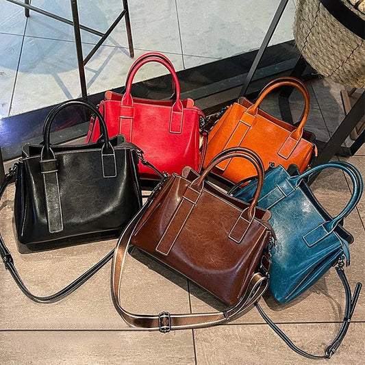 2024 Trendy Vintage Leather Tote Handbags