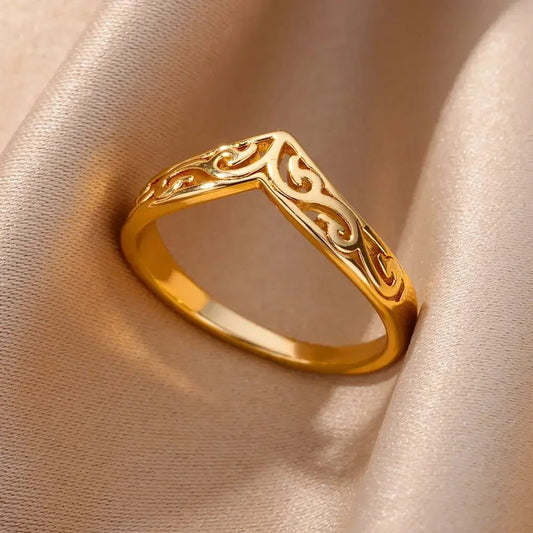 Waterproof Aesthetic Heart Gold Wedding Ring