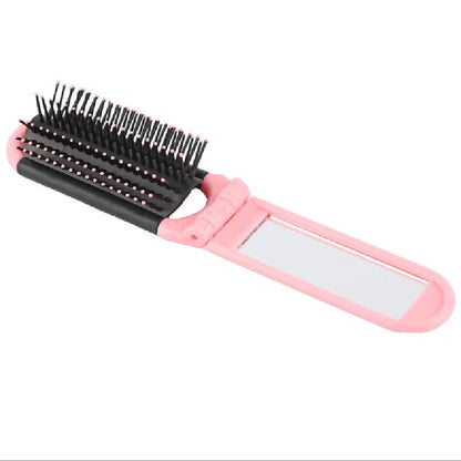 Portable Folding Travel Hair Comb with Mirror