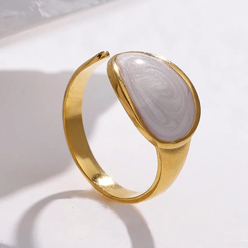 Waterproof Gold Color Stainless Steel Rings