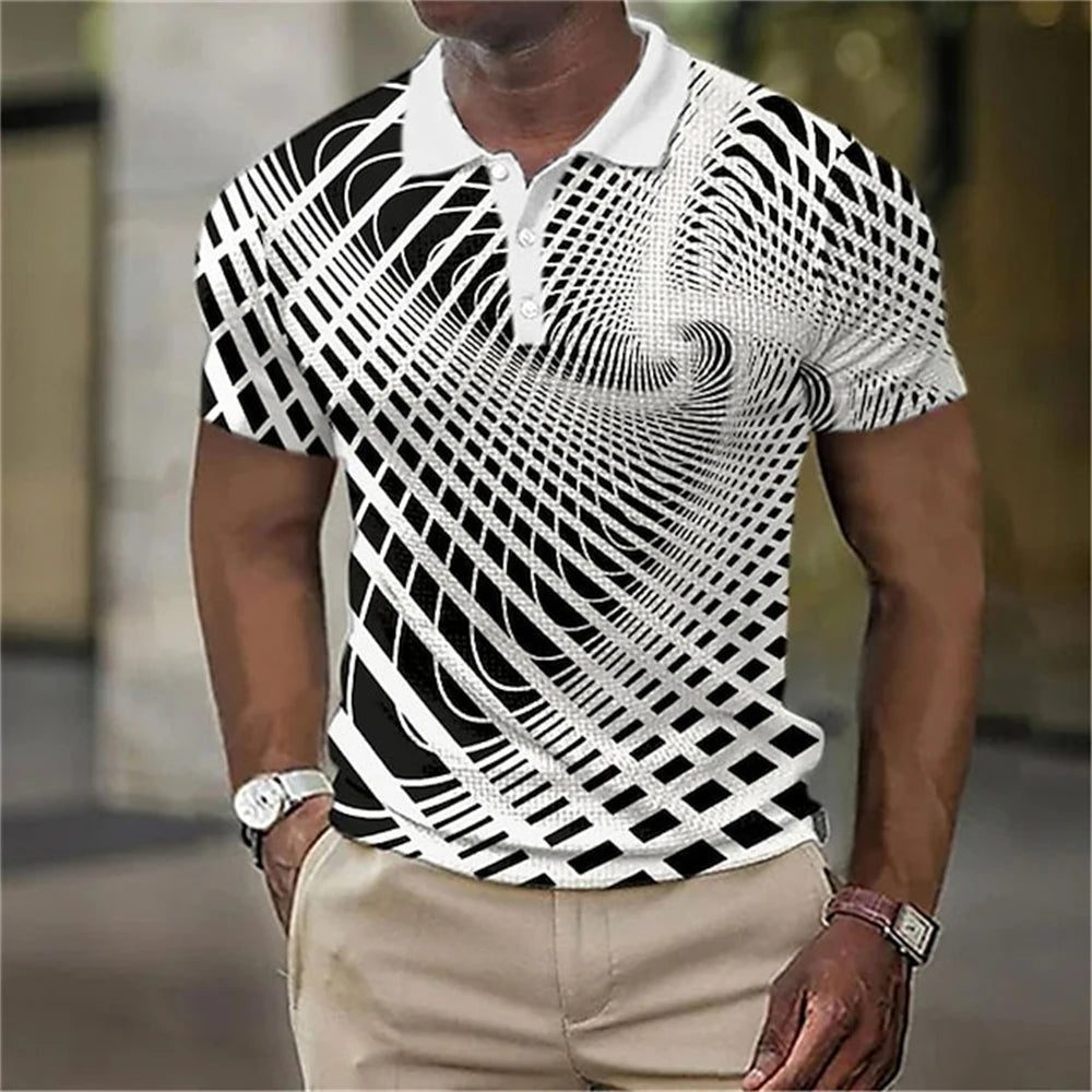 Men's 3D Print Golf Polo Shirt