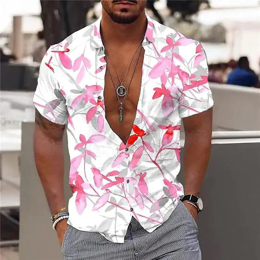 Men's 3D Leaf Print Hawaiian Shirt 2024