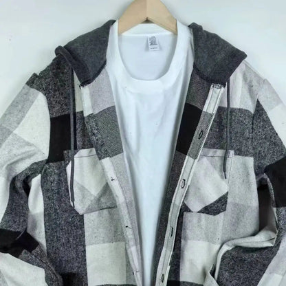 Men's Classic Plaid Flannel Hoodie Shirt