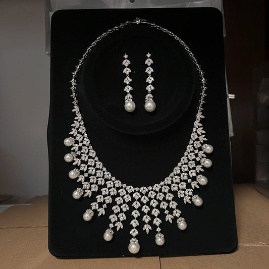 Luxury Pearl Tassel Necklace Set for Weddings