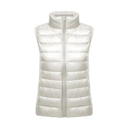 Slim White Sleeveless Down Vest Women Winter