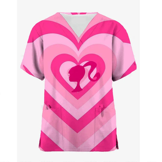 Pink Nursing Scrubs T-Shirt for Women Nurses