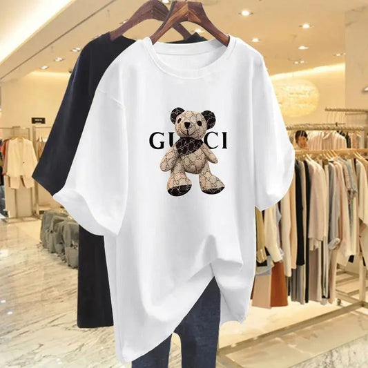 Trendy Oversized Animal Print Cotton T-Shirts