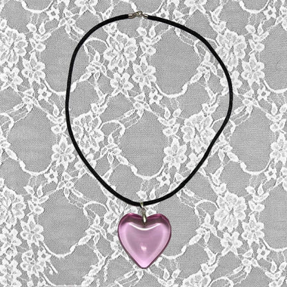 Vintage Y2K Red Heart Necklace for Women