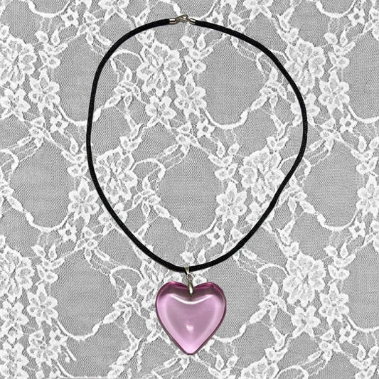 Vintage Y2K Red Heart Necklace for Women