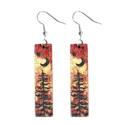 Trendy Vintage Forest Star Moon Earrings