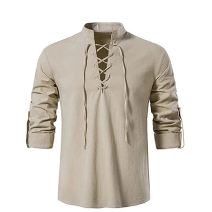 2023 Men's V-Neck Vintage Long Sleeve Shirt