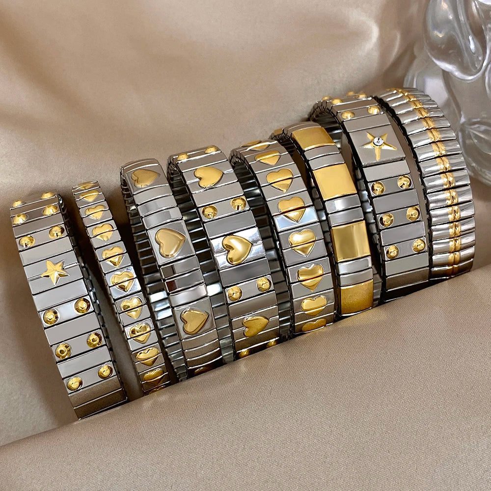 Vintage Waterproof Stainless Steel Heart Bangles