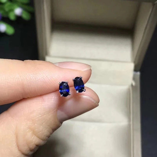 Exquisite Oval Sapphire Stud Earrings for Women