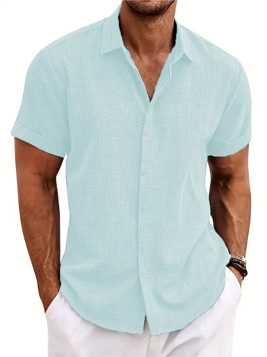 Trendy Loose Cotton Linen Short-Sleeve Shirt