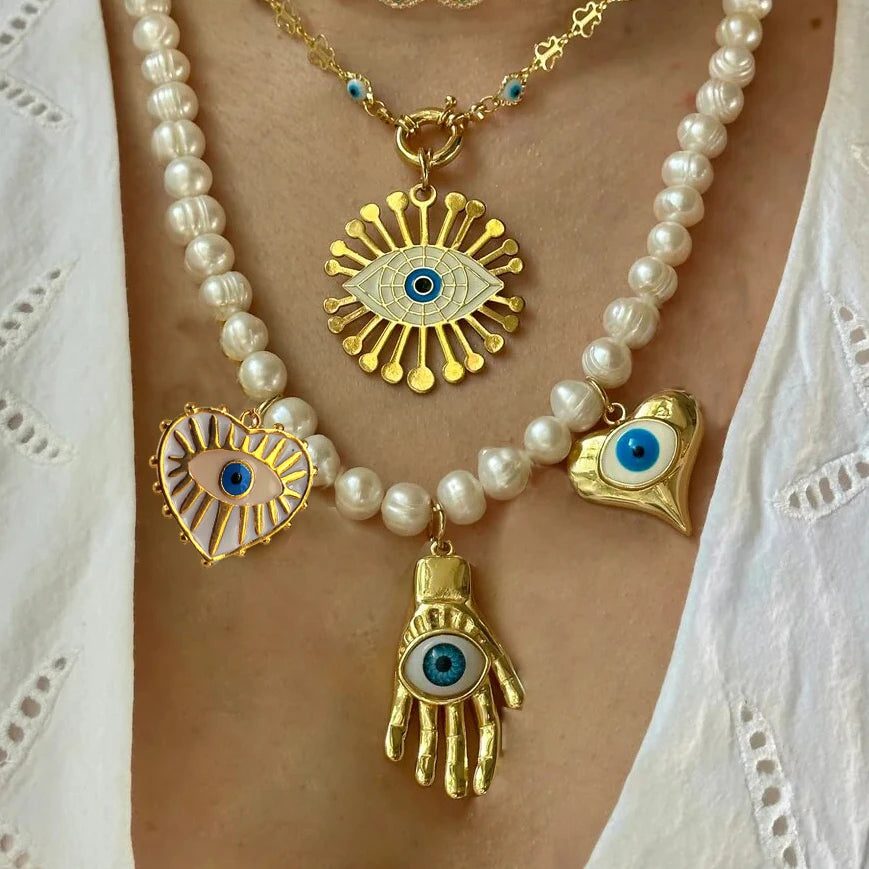 Chunky Cherry Pendant Necklace with Pearls