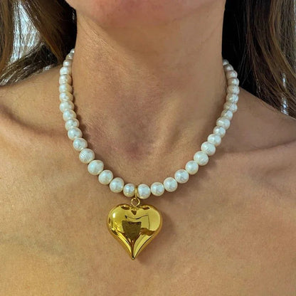 Chunky Cherry Pendant Necklace with Pearls