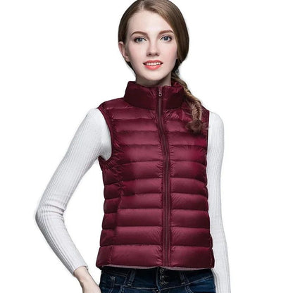 Slim White Sleeveless Down Vest Women Winter