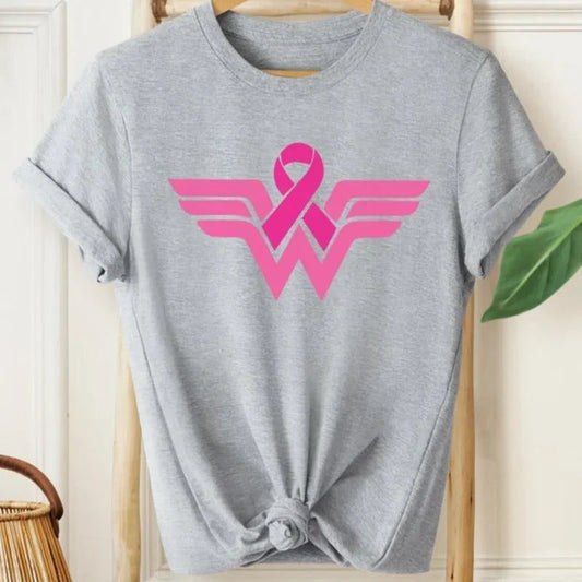 Empower Women: Cotton T-Shirt for Cancer Awareness