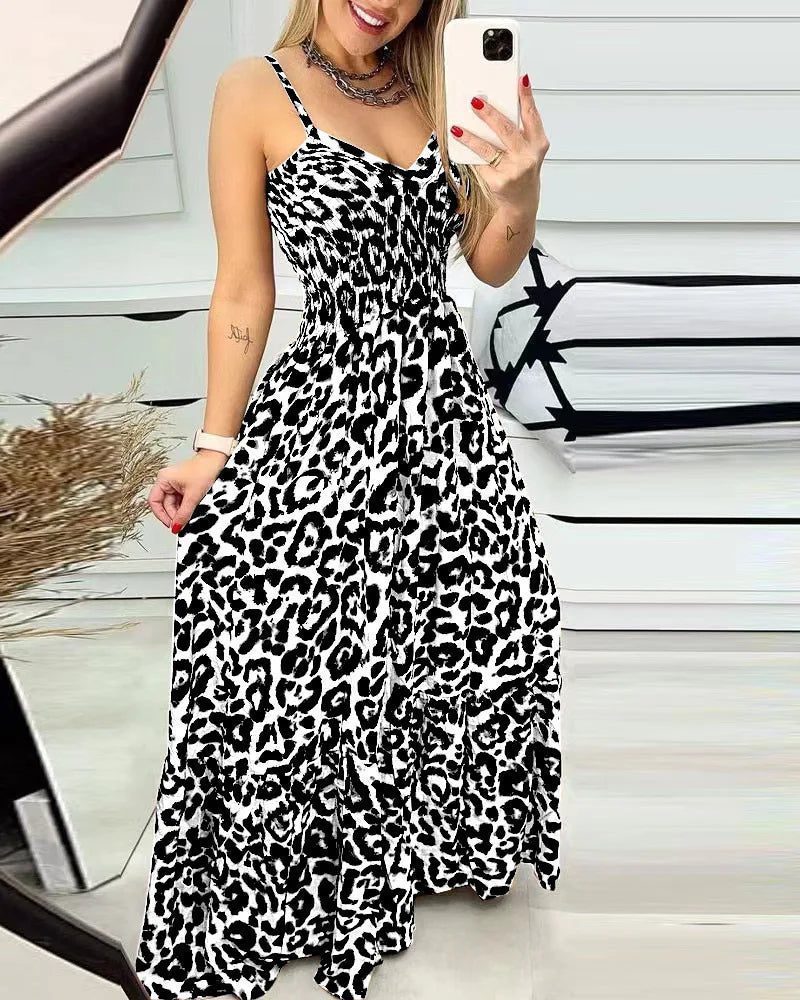 Elegant Leopard Print T-Shirt Dress for Women