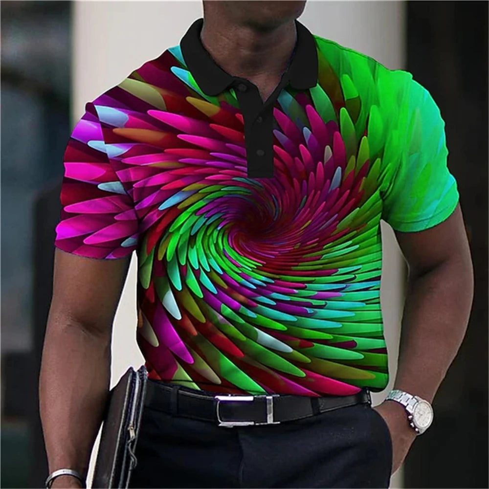 Men's 3D Print Golf Polo Shirt