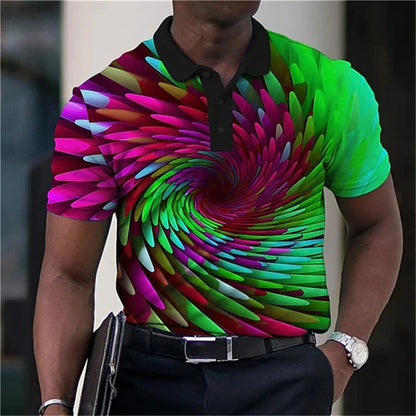Men's 3D Print Golf Polo Shirt