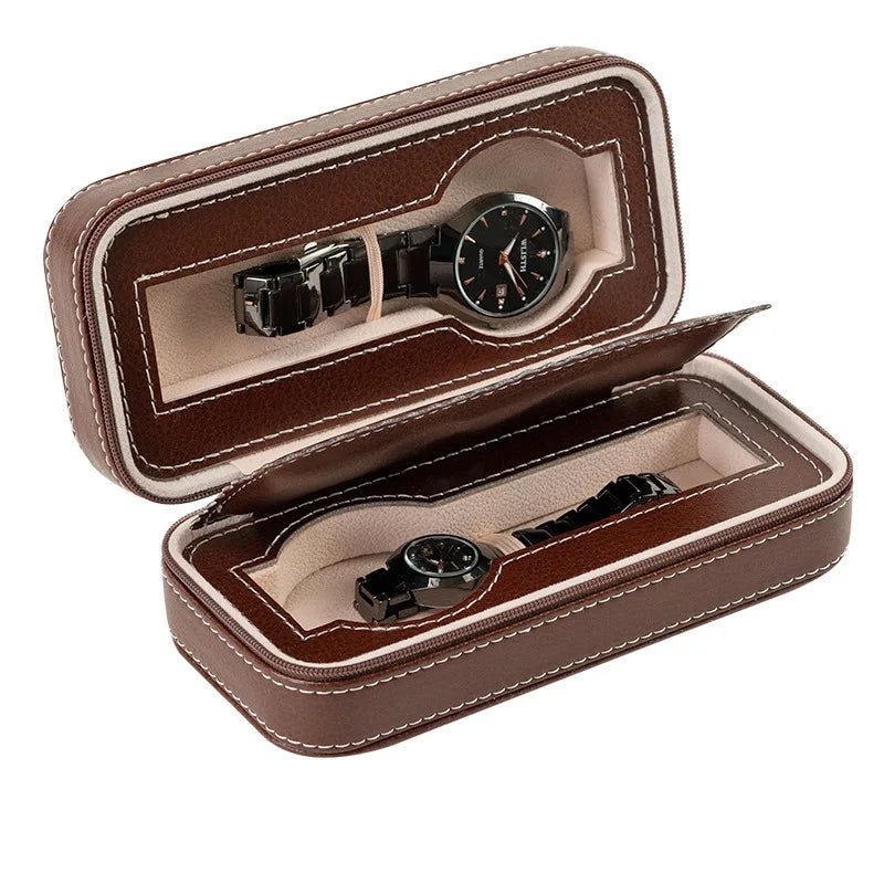 Portable Travel Watch Case with Zipper Storage