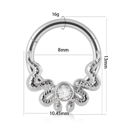 16G Surgical Steel Zircon Septum Clicker Jewelry