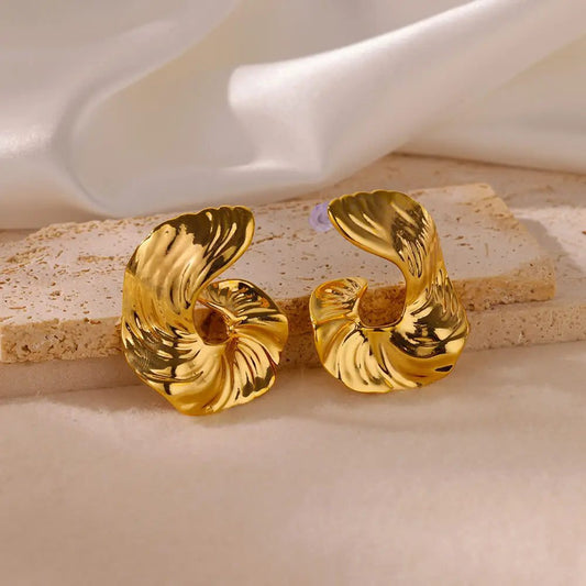 Waterproof Heart Zircon Gold Hoop Earrings
