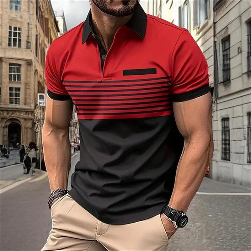 Men's Color Block Golf Shirt for Summer