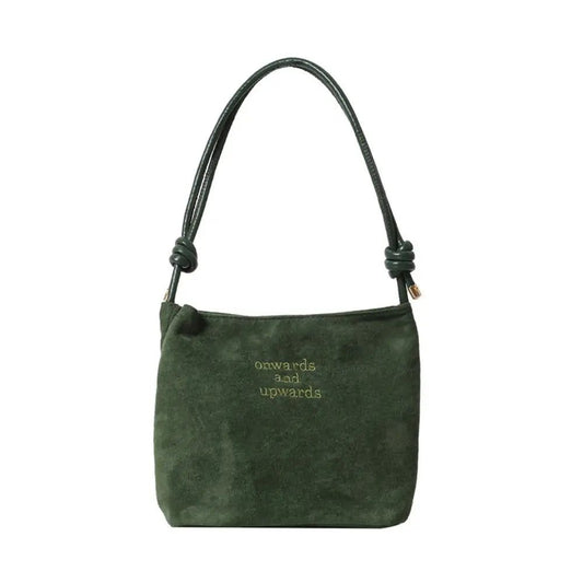 Large Suede Bucket Bag with Adjustable Strap