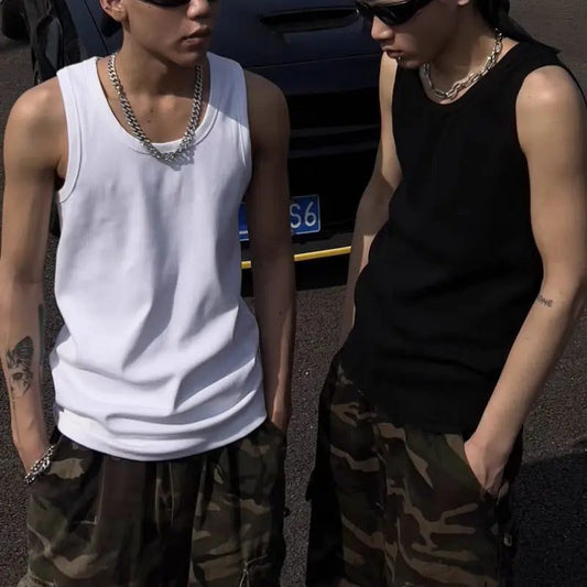 2024 Plus Size Men's Ribbed Tank Top