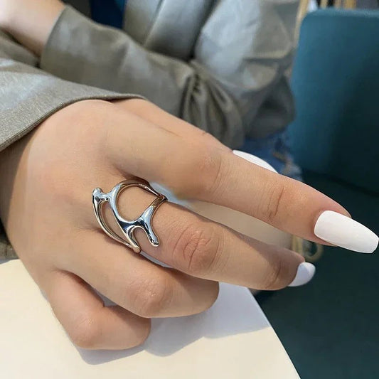 Y2K Vintage Adjustable Silver Punk Rings