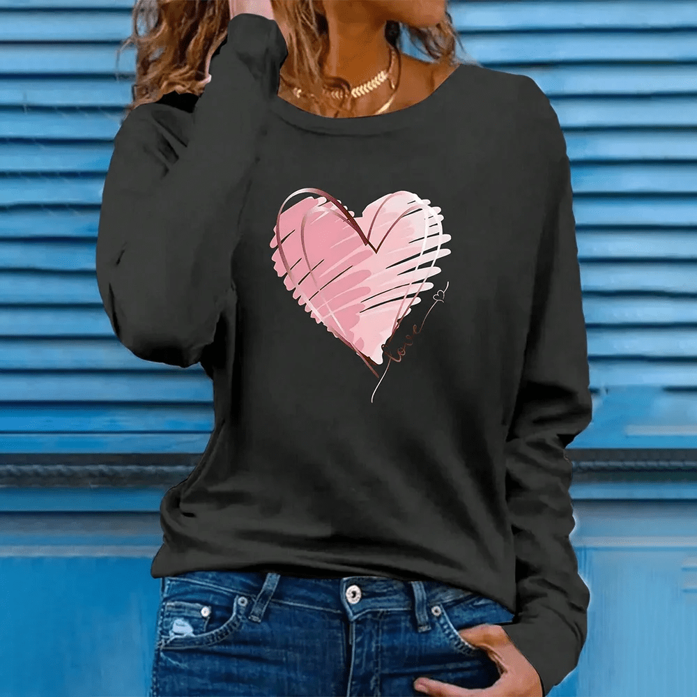 Trendy Oversized Heart Print Cotton T-Shirts