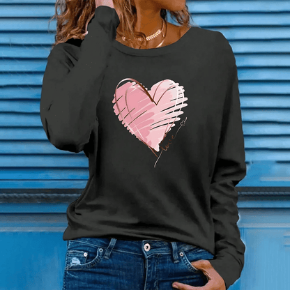 Trendy Oversized Heart Print Cotton T-Shirts