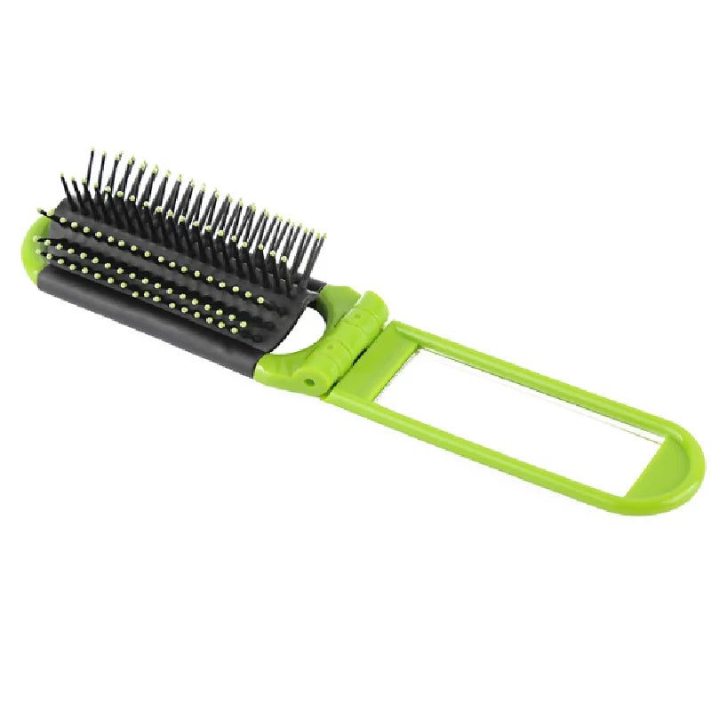 Portable Folding Hair Brush with Mirror