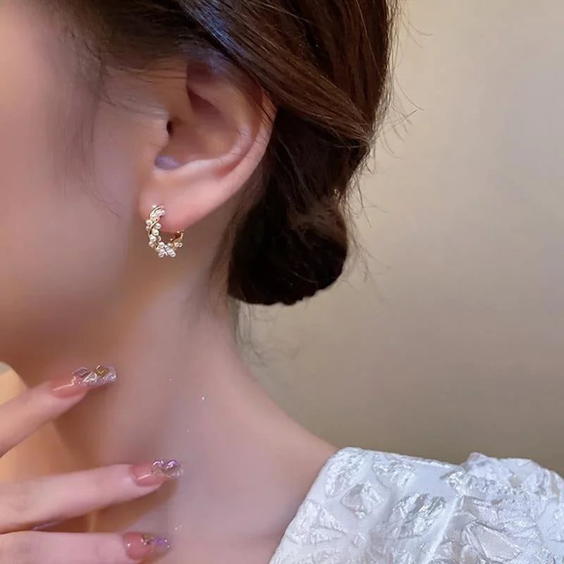 Elegant Pearl Circle Earrings for Women