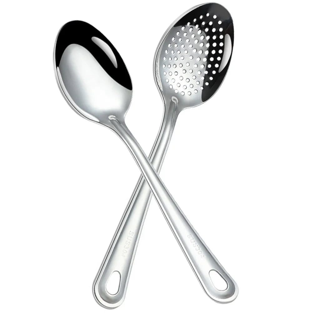 Elegant Slotted Stainless Steel Serving Spoons