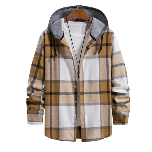 Men's Purple Plaid Flannel Shirt with Hoodie