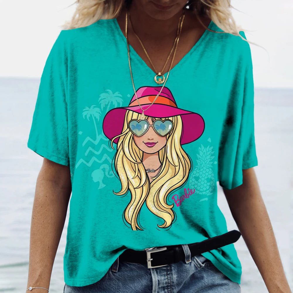 Casual V-Neck Summer Tee for Women