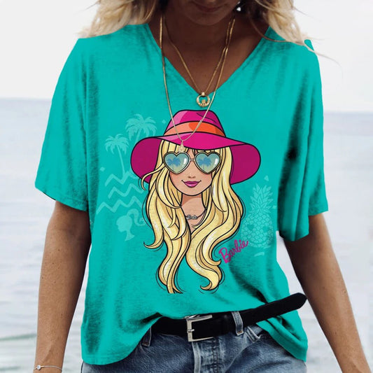 Casual V-Neck Summer Tee for Women