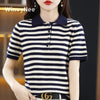 Casual Striped Short Sleeve Polo Shirt