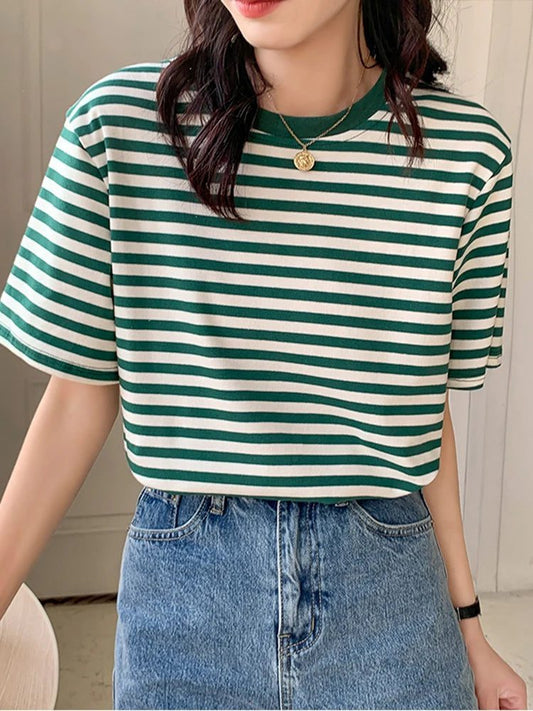 Vintage Striped T-Shirt for Women Summer
