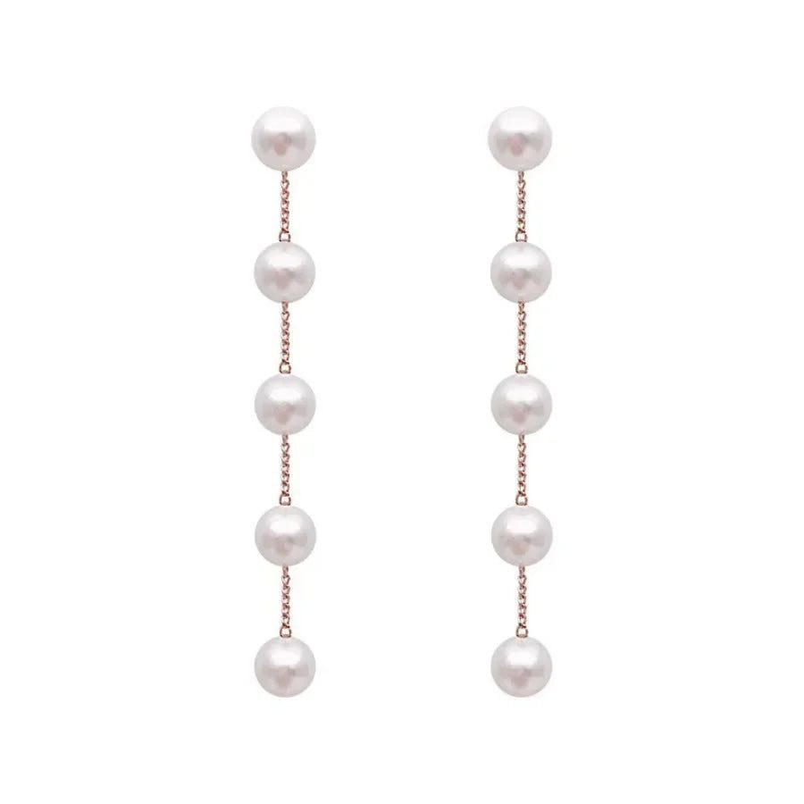 Elegant S925 Silver Pearl Tassel Earrings