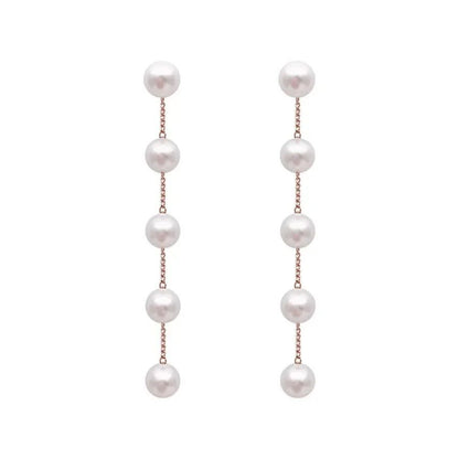 Elegant S925 Silver Pearl Tassel Earrings