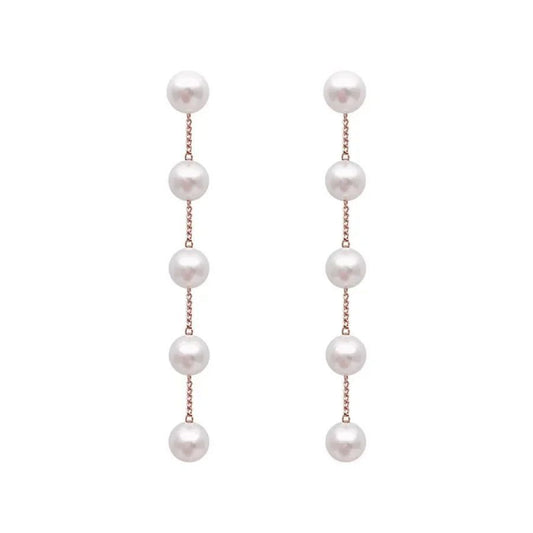 Elegant S925 Silver Pearl Tassel Earrings