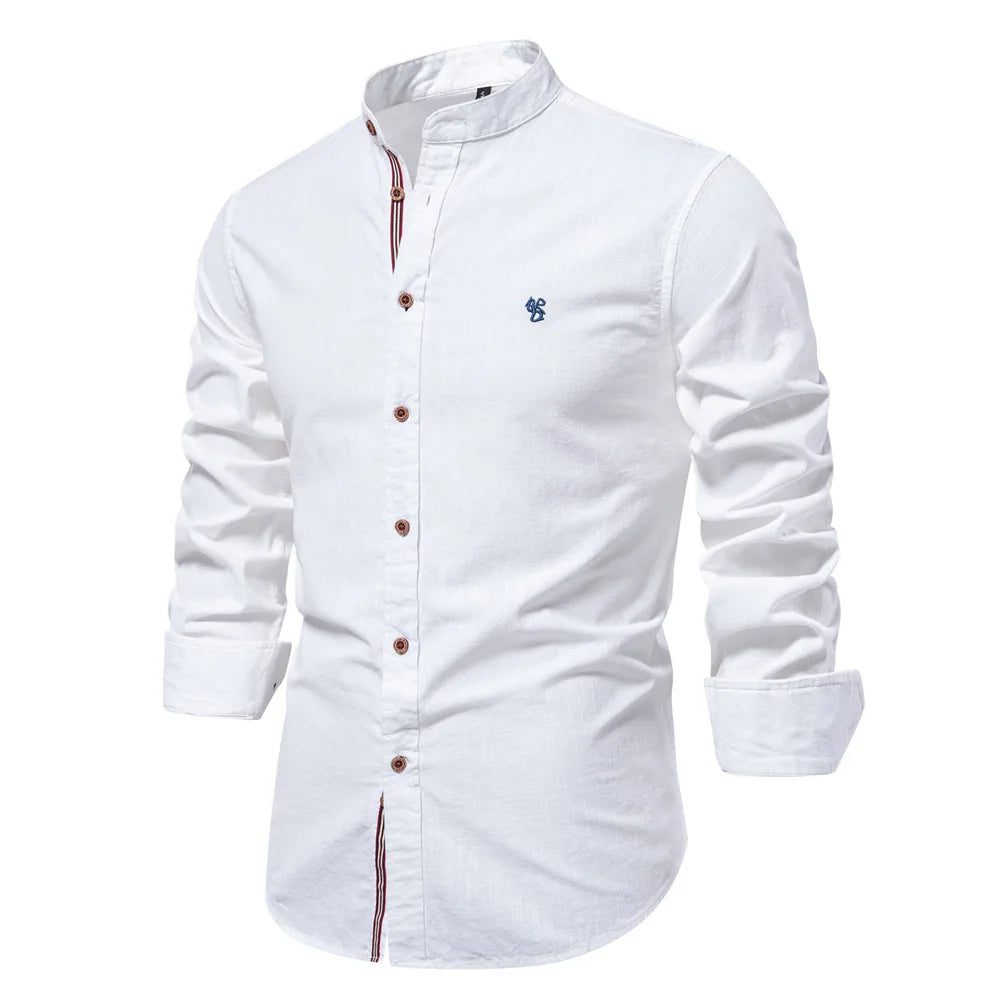 High-Quality Men's Cotton Linen Embroidery Shirt
