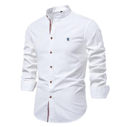 High-Quality Men's Cotton Linen Embroidery Shirt
